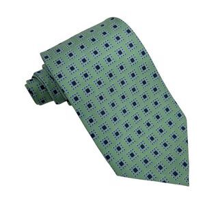 Vineyard Vines Geometric Squares Green Silk Richards Barry Joyce 3.75"‎ x 55.5"